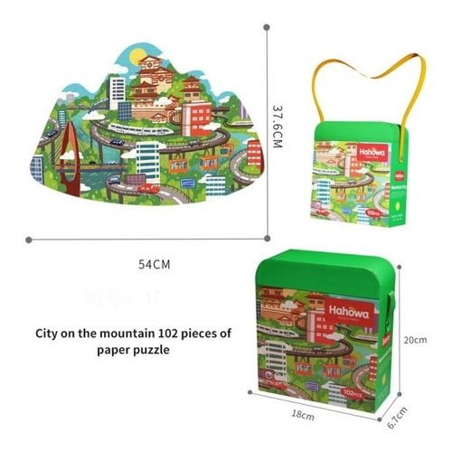 Imagen 3 de 3 de Rompecabezas 102pcs Puzzle Forma Ciudad Montañas Bolso Viaje