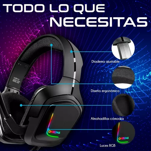 AURICULARES GAMER BLUETOOTH LED MICROFONO MIC CANCELACION DE RUIDOS PS4  XBOX PC B60 GAMERS Auricular