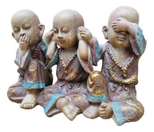 Figura 3 Budas Sabios En Resina Símil Mármol Importados 