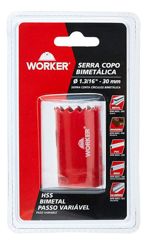Serra Copo 30mm 1.3/16''  Bi Metal - Worker