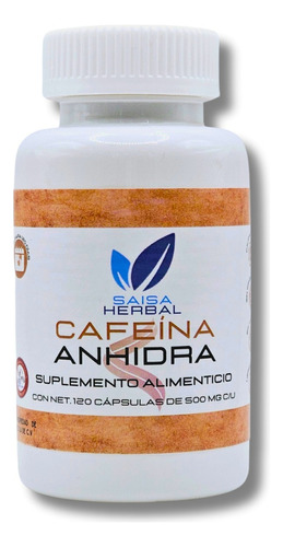 Cafeína Anhidra 200 Mg Con 120 Cápsulas Saisa Herbal Sabor Sin Sabor