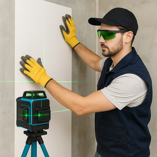Nivel Laser 12 Lineas Verde 360 + Tripode 1.5m Ajustable