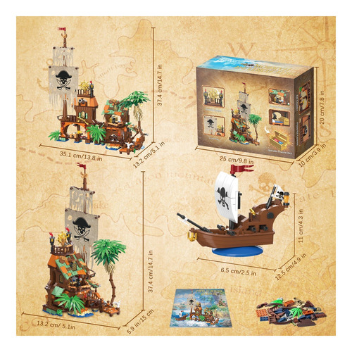 Juego De Bloques De Construcción De La Isla Pirata Imcuamk 2