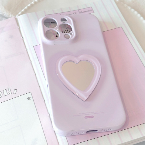 For iPhone Capa Coração 3d Espelho 16 15pro 14