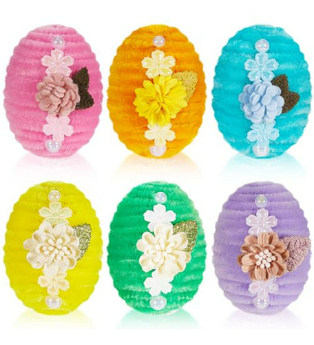 6 Pcs Huevos Decorativos De Pascua En Tela