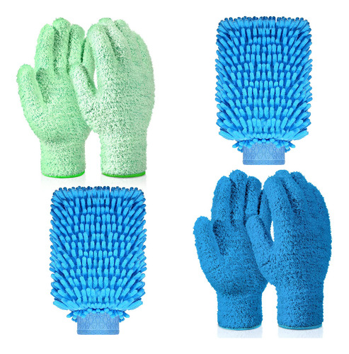 2 Pares De Guantes De Microfibra Para Polvo Con 1 Par De Gua