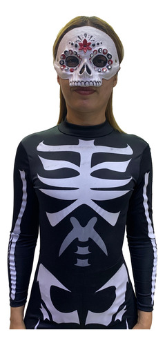Disfraz Esqueleto Unitardo Body Para Halloween Dark Skeleton 80022