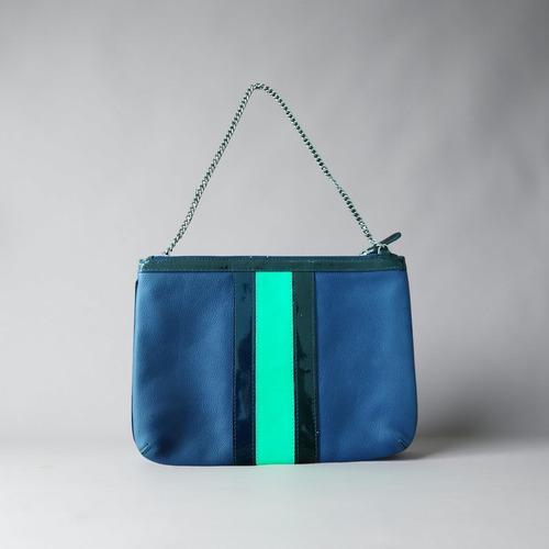 Cartera Jackie Smith Cuero Azul Verde Negro Cadena Niquel Azul Níquel Niquel (Usado)