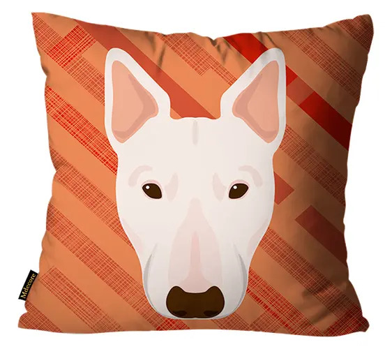 Capa Para Almofada Mdecore Pets Cachorro Gato Bull Terrier Laranja
