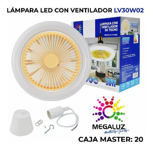 Ventilador/lampara De Techo Led Circular 30w 26cm Diametro