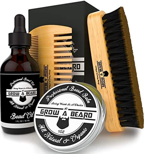 Kit De Cepillo Para Barba, Aceite, Bálsamo, Peine De Aseo Pa