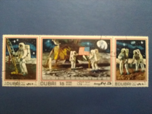  El Hombre En La Luna Estampillas De Dubai 1969 X 3 Unidades