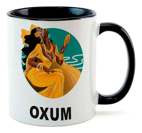 Caneca Inteior  Preto Oxum Orixa Espelho Cachoeira