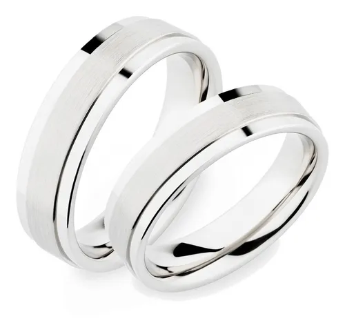 Par Anillos Mate Plata .925 Personalizados Laser Pareja Amor
