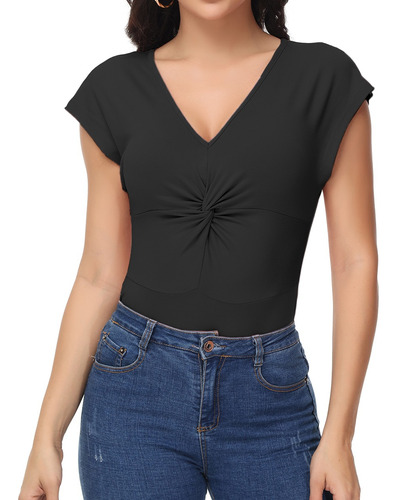 Blusa Moda Casual Elegante Dama Manga Corta Moda Cuello V