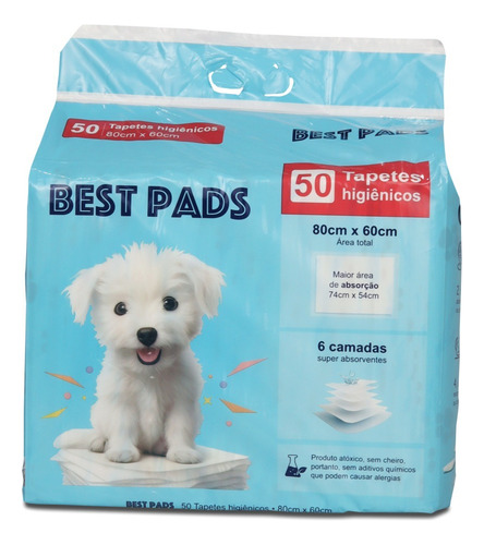Best Pads tapete higiênico 50 unidades 80x60cm cães e gatos
