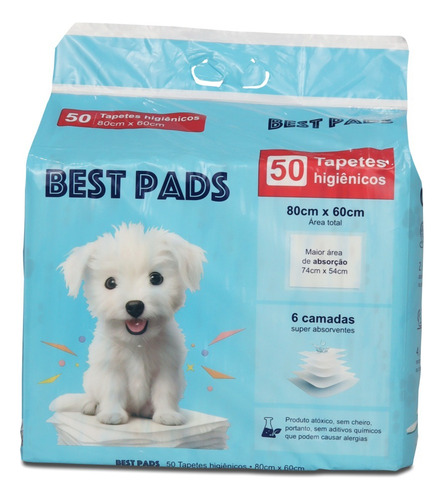 Best Pads Tapete higiênico 80cm x 60cm 50 unidades