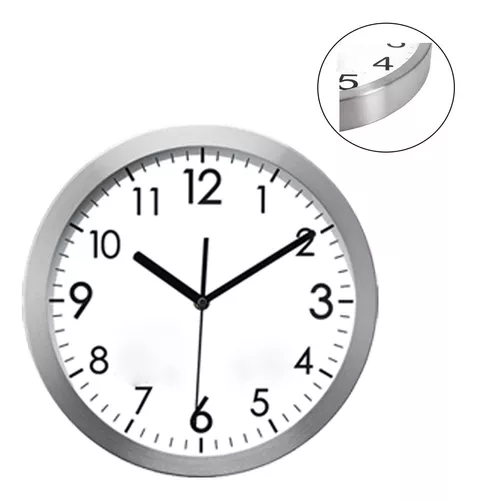 Reloj Pared 20 Cm Moderno Aluminio Analógico Cocina Living