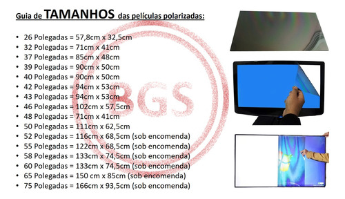 Película Polarizada Tv Compatível C/ Sony 50 Polegadas