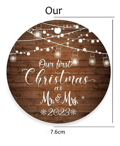 Placa Redonda De Madera De Navidad 2023 Para Decoración Con