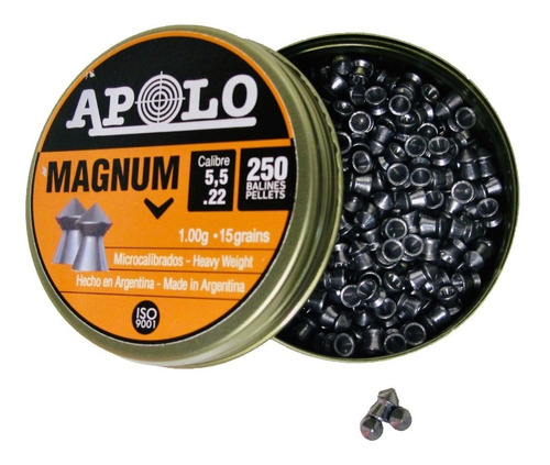 Balines Apolo Magnum Cal 22 5,5 Mm 100gr X250 Unidades