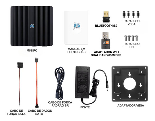 Mini Pc Industrial 3d X | Intel Celeron N2840, 8gb Ddr3, 120gb Com Adaptador Wi-fi Dual Band E Bluetooth 5.0 + Suporte Vesa - Ideal Para Automação, Vigilância E Indústrias
