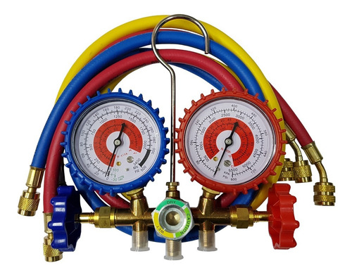 Manifold Refrigeración Alta Baja 3 Mangueras R410a De Bronce