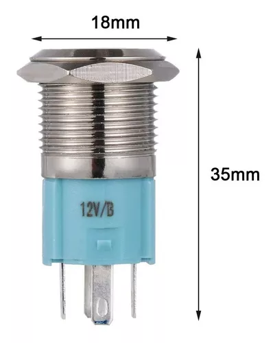 Pulsador Metálico 12V con Indicador LED Color y Símbolo de Encendido