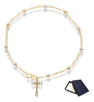 Comprar Pulsera Misterio Oro 10k 18cm Cruz Rosario Dama Mujer Oro Puro 10k 6cm Diámetro Oro Puro 10k Regalo Pulsera Cruz Oro Joyería Fina Oro Florentino 3 Oros Pulsera Dama Mujer Regalo Joyería Fina Oro 10k