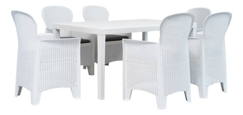 Vidaxl Juego De 7 Piezas De Comedor Para Patio Con Aspecto .