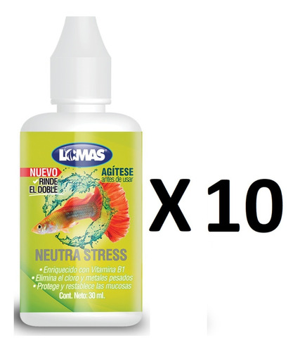 Anti Estrés Para Acuarios Neutra Stress 30 Ml 10 Piezas