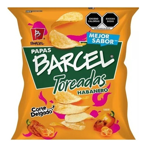 Papas Barcel Toreadas Habanero - 10 Piezas De 38 Gr C/u