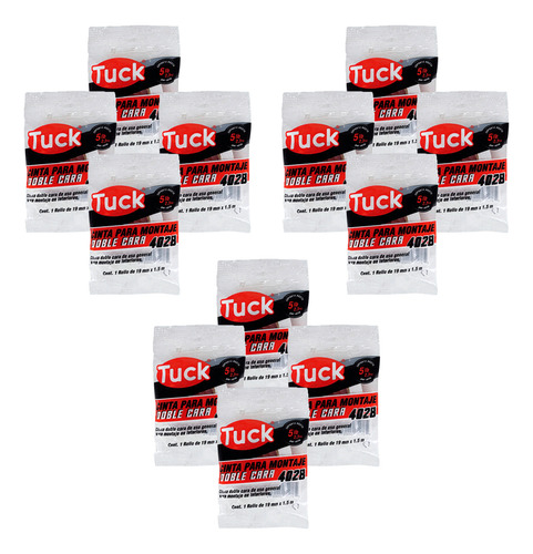 Kit 12 Cinta Doble Cara 4028 Tuk 19mmx5m 422801 Color Blanco