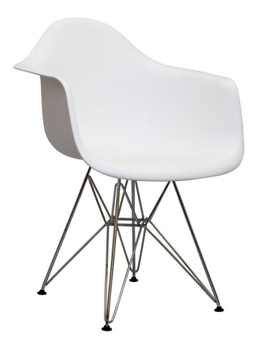 Silla Eames Con Posabrazos Y Patas De Metal - Mueble Living