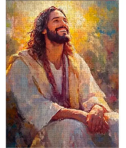 Quebra-cabeça De 1000 Peças De Jesus Sorridente Em Uma Pintu
