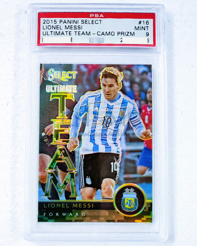 Tarjeta Lionel Messi Panini Select 2015 #16 Camo Prizm Psa