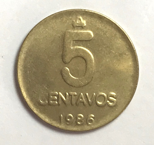 Moneda Argentina 5 Ctvos. 1986 Con Triple Raya Cj# 390 Sc