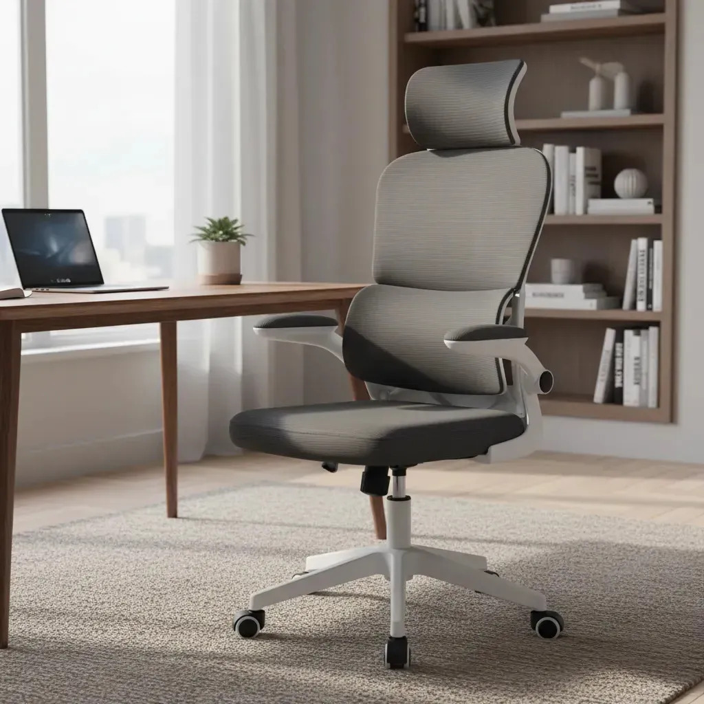Cadeira Escritório Ergonômica Genebra Luvinco Cor Cinza Escuro Com Suporte Lombar Estofado Mesh
