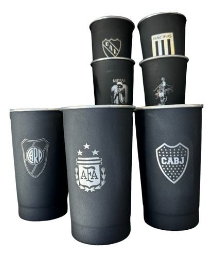 Vaso Fernet Fernetero Jarra Aluminio 1 L Negro Diseño Futbol