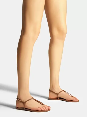 Sand lia Arezzo Rasteira Dedo Marrom Tiras Slim B sica