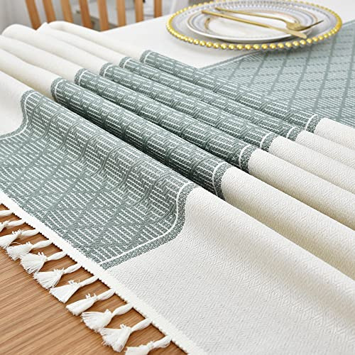 Mantel De Lino De Algodón Resistente Para Mesa Rectangular C