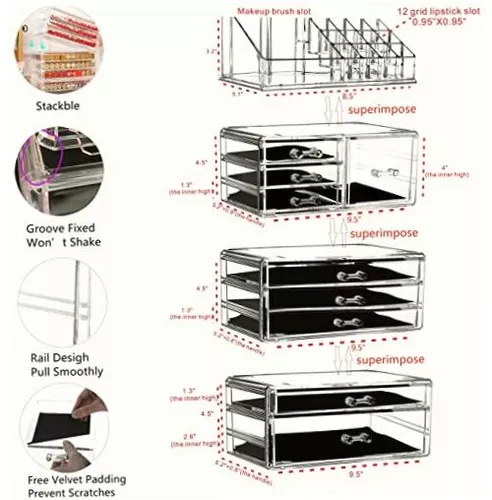 Cajas De Almacenamiento Organizador De Maquillaje Organizadores De Cuidado  De La Piel Exhibición De Cosméticos Para Maquillaje De Tocador Y Con  Soporte Para Brochas De 47,45 €