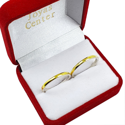 Imagen 3 de 8 de Alianzas Plata Y Oro El Par Anillo Casamiento Novios M2 D2