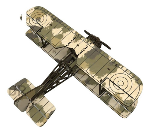 Miniatura Avião Biplano Quebra-cabeça 3d Em Mdf