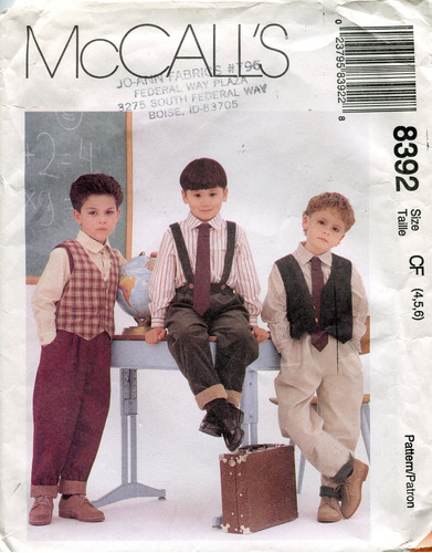 Mccall 's Pattern 8392 Boys' Forro Chaleco Camisa Pantalon 4