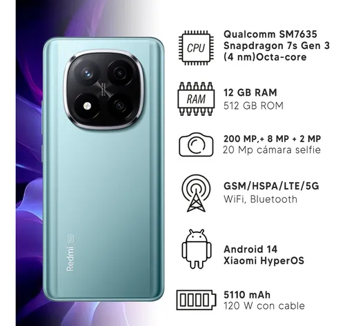 Celular Xiaomi Redmi Note 14 Pro+ Plus 5g Azul Hielo 12gb De Ram 512gb