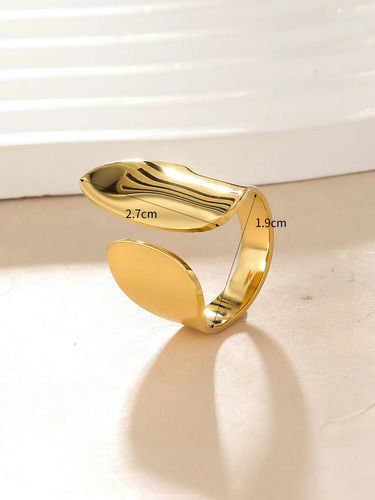 Anillo Abierto Ajustable Acero Inoxidable Chapado En Oro 14k