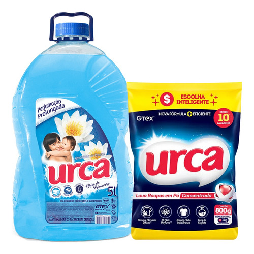 Kit Amaciante 5l Urca E Sabão Em Pó Concentrado Urca 800g