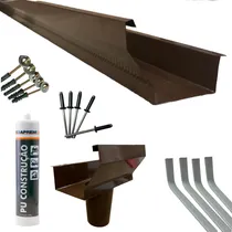 Comprar Kit 15mt Calha Beiral Marrom C\u002F Bico 3 Suportes E Acessórios
