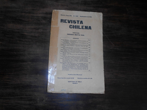 Revista Chilena. Septiembre De 1919.